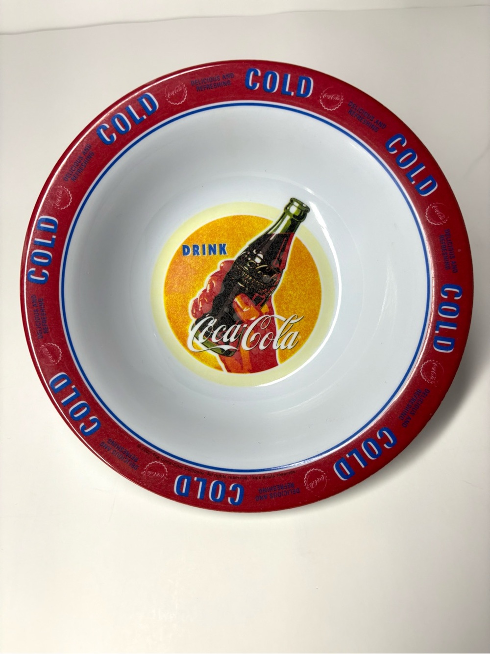Vintage Coca-Cola Soda Advertising Bowl White w/ Red Rim